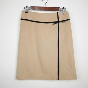 LOFT Tan beige felt wool A-line knee length skirt